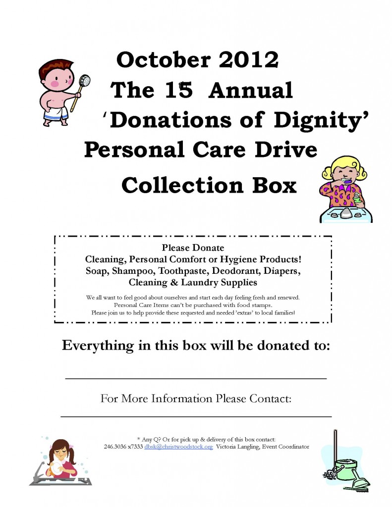 15th Annual Donations of Dignity Personal Care Drive