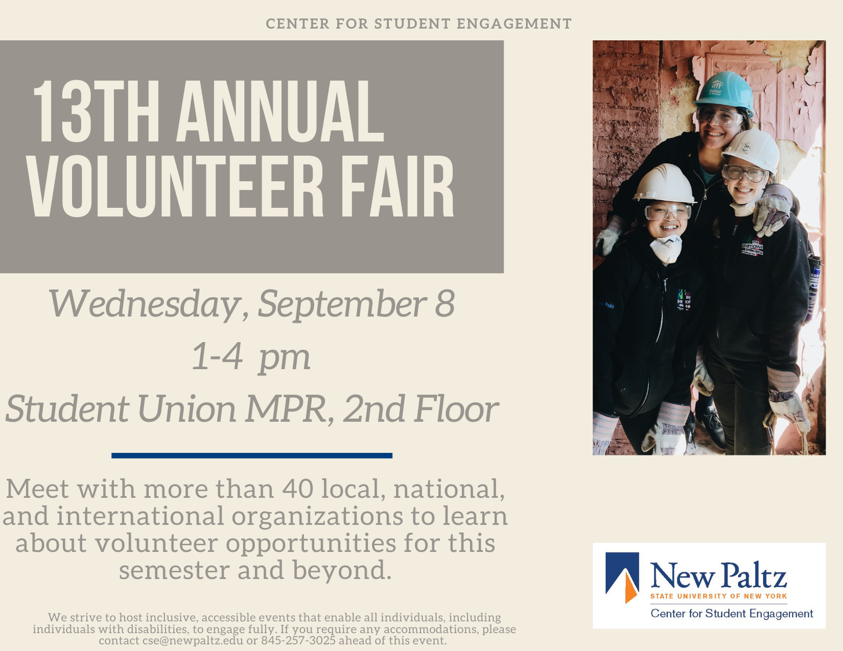 13th Annual Volunteer Fair  at SUNY New Paltz